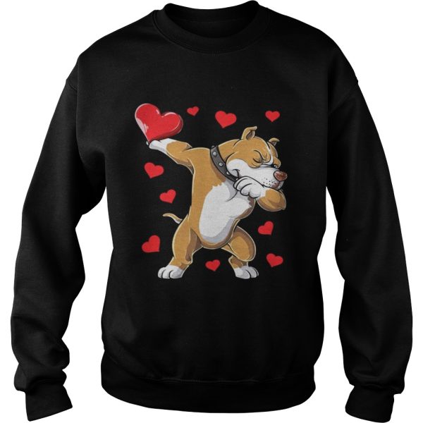 Dabbing Pit Bull Valentines Day Dog Lover Heart Shirt