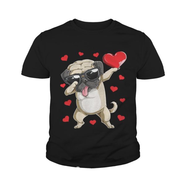 Dabbing Pug Valentines Day Dog Lover Heart Shirt