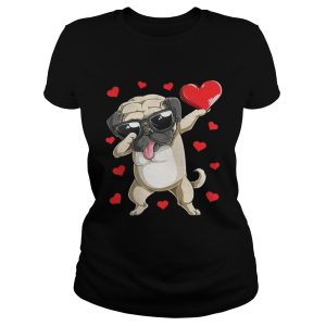 Dabbing Pug Valentines Day Dog Lover Heart Shirt 2