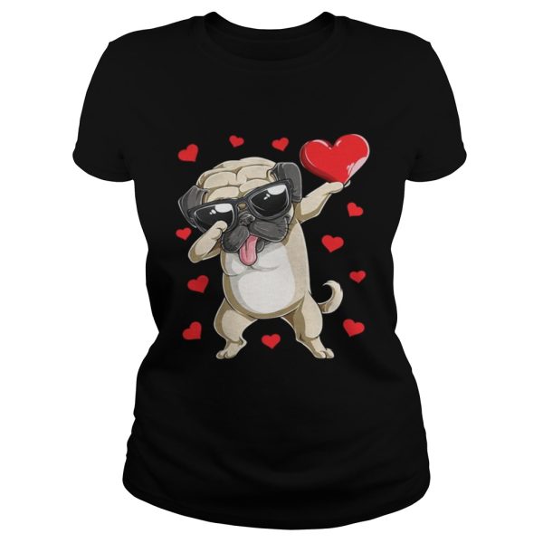 Dabbing Pug Valentines Day Dog Lover Heart Shirt