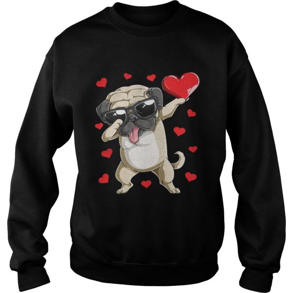 Dabbing Pug Valentines Day Dog Lover Heart Shirt