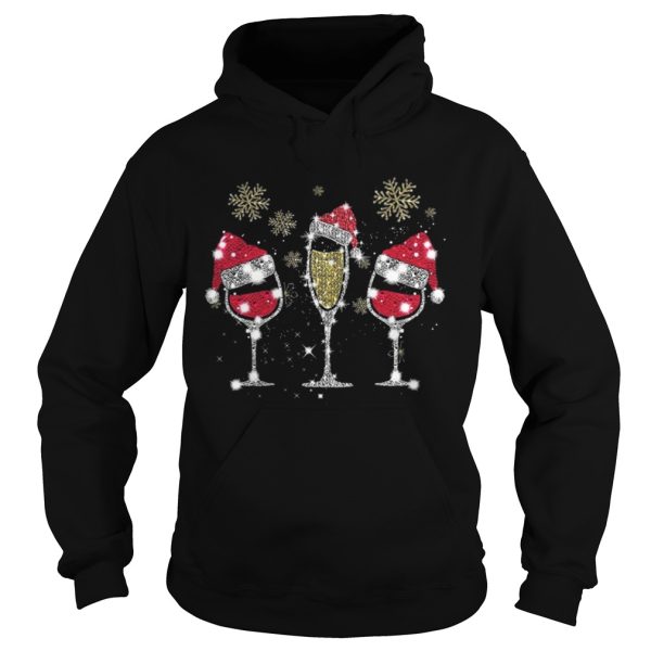 Drink wine diamond Santa hat Merry Christ shirt