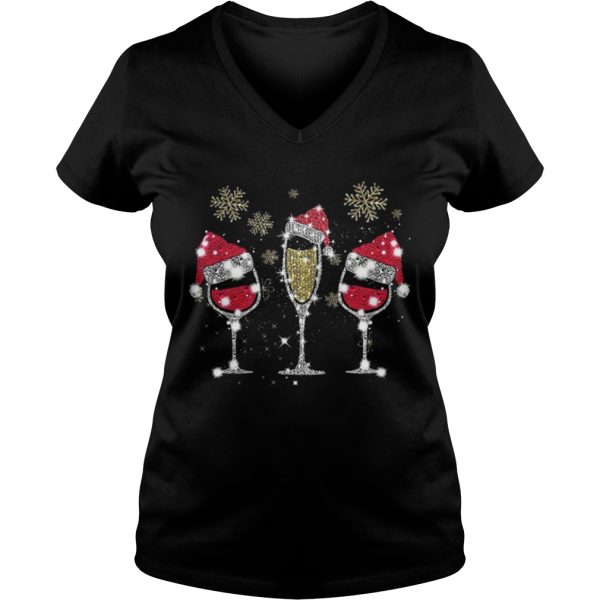 Drink wine diamond Santa hat Merry Christ shirt