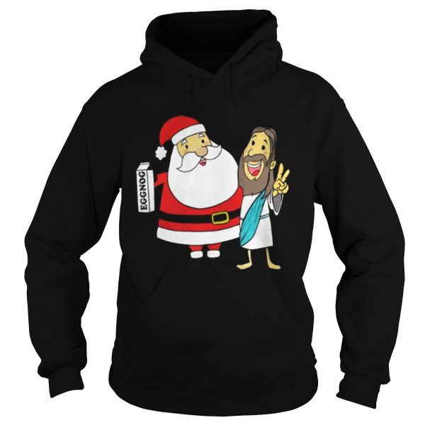 Eggnog Santa And Jesus Christmas Shirt