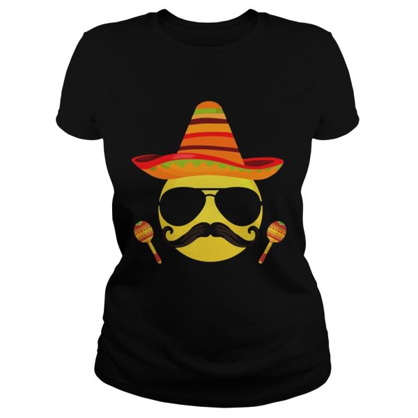 Emoji sombrero cool sunglasses cinco de mayo t-shirt