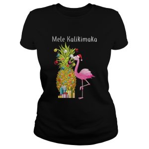 Flamingo peneapple Christmas tree Mele Kalikimaka shirt 2