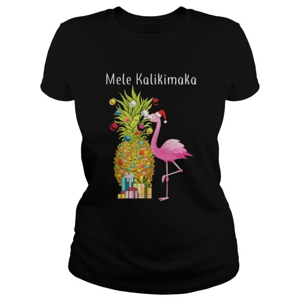 Flamingo peneapple Christmas tree Mele Kalikimaka shirt