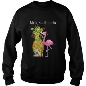 Flamingo peneapple Christmas tree Mele Kalikimaka shirt 3