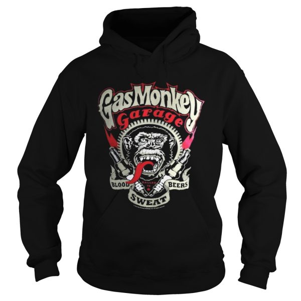 Gas Monkey Garage Spark Plugs Blood Sweat Beers Licensed Black Mens Tshirt