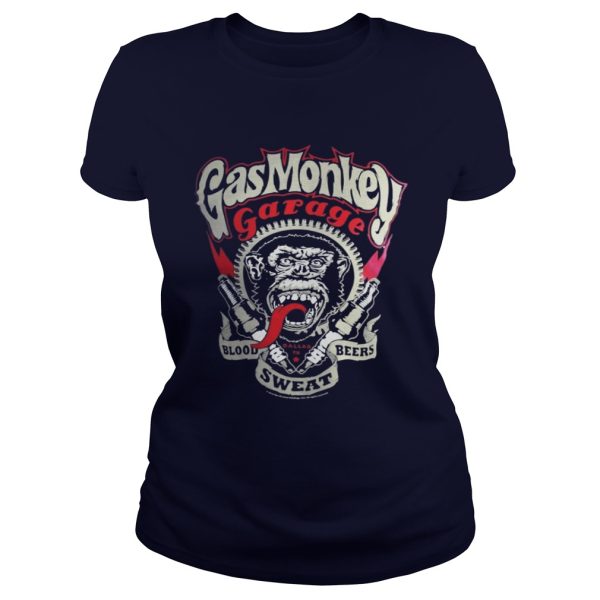 Gas Monkey Garage Spark Plugs Blood Sweat Beers Licensed Black Mens Tshirt