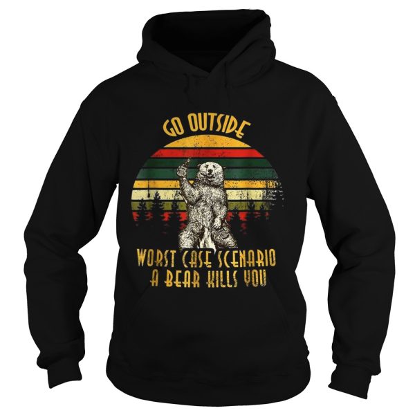 Go outside worst case scenario a bear kills you vintage sunset shirt