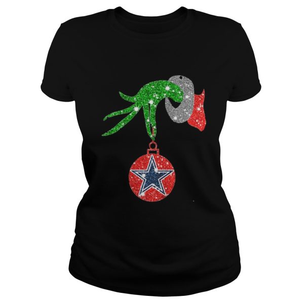 Grinch Hand Ornament Dallas Cowboys Glitter Christmas shirt