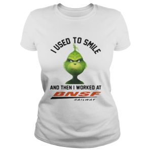 Grinch I used to smile and then I work at BNSF railway shirt 1 Grinch I used to smile and then I work at BNSF railway shirt 2