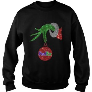 Grinch Santa holdings FedEx ornament Christmas shirt 3