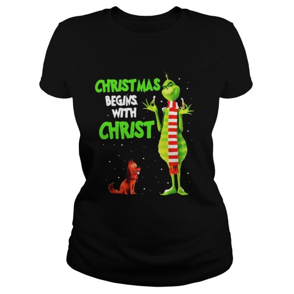 Grinch and Max christmas begins with christ shirt