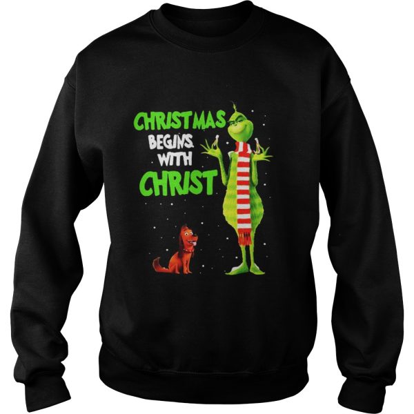 Grinch and Max christmas begins with christ shirt