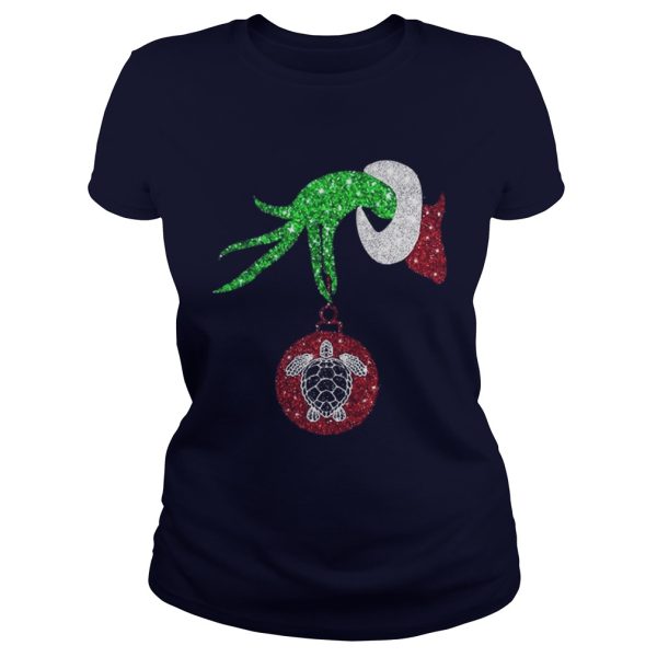 Grinch hand holding turtle ornament shirt