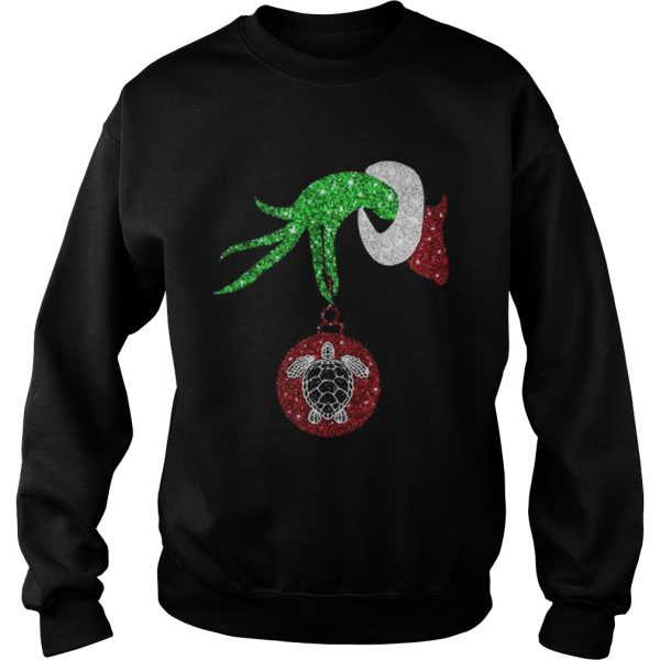 Grinch hand holding turtle ornament shirt