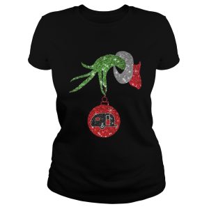 Grinch hand holds Hippie car ornament shirt 2