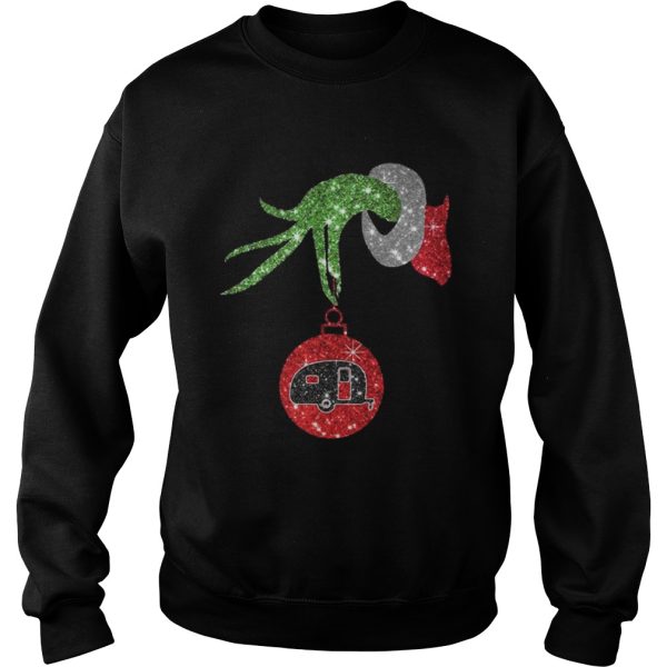 Grinch hand holds Hippie car ornament shirt