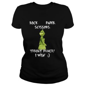 Grinch rock paper scissors throat punch I win Christmas shirt 2