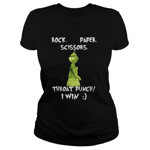 Grinch rock paper scissors throat punch I win Christmas shirt