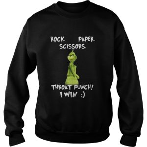 Grinch rock paper scissors throat punch I win Christmas shirt 3