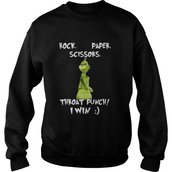 Grinch rock paper scissors throat punch I win Christmas shirt