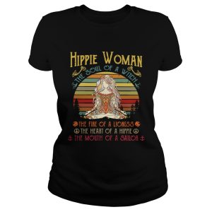 Hippie woman the soul of a witch the fire of a lioness the heart of a hippie the mouth of a sailor retro shirt 1