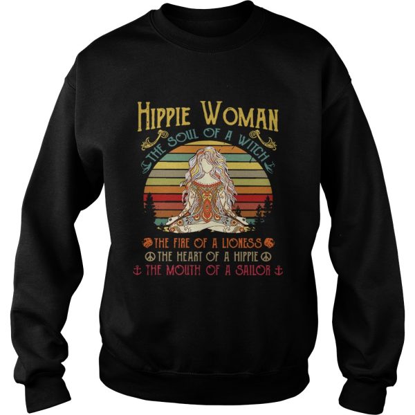 Hippie woman the soul of a witch the fire of a lioness the heart of a hippie the mouth of a sailor retro shirt