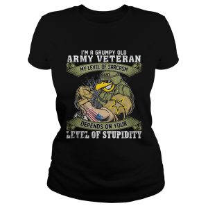 I'm a grumpy old army veteran my level of sarcasm depends on your level of stupidity shirt 2