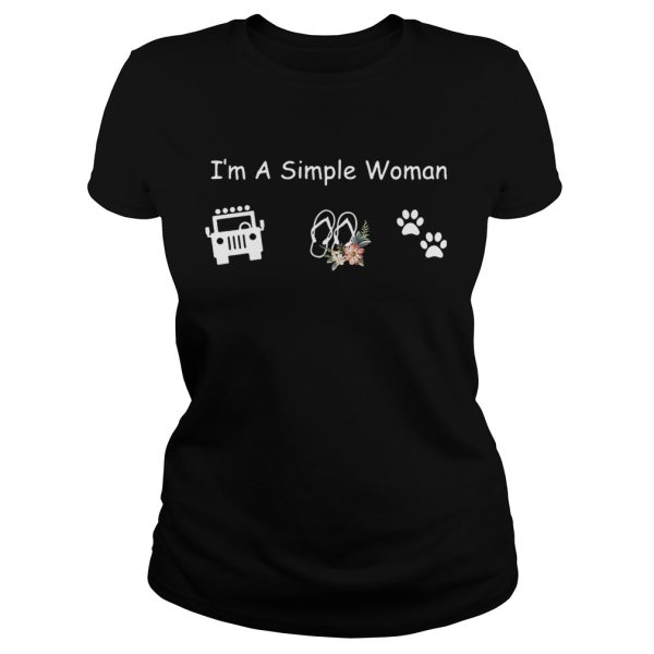 I’m a simple woman I like jeep flip flop and dog paws shirt