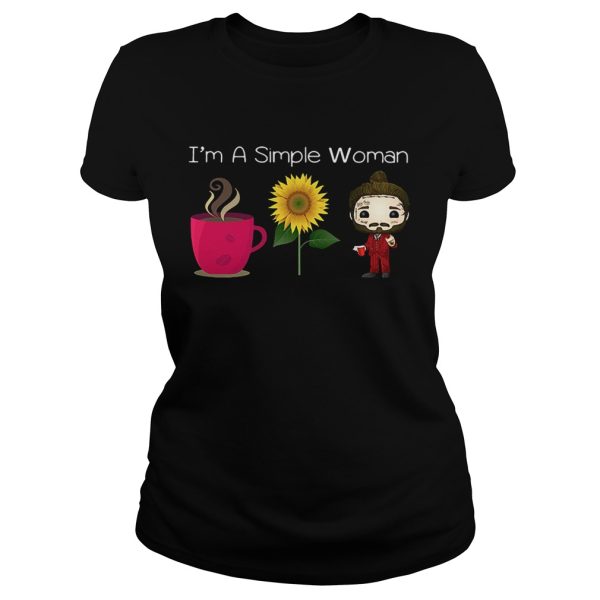 I’m a simple woman I love coffee sunflower and Post Malone shirt