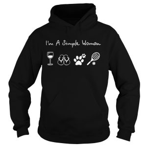 I'm a simple woman I love wine flip flop dog paw and tennis shirt 1