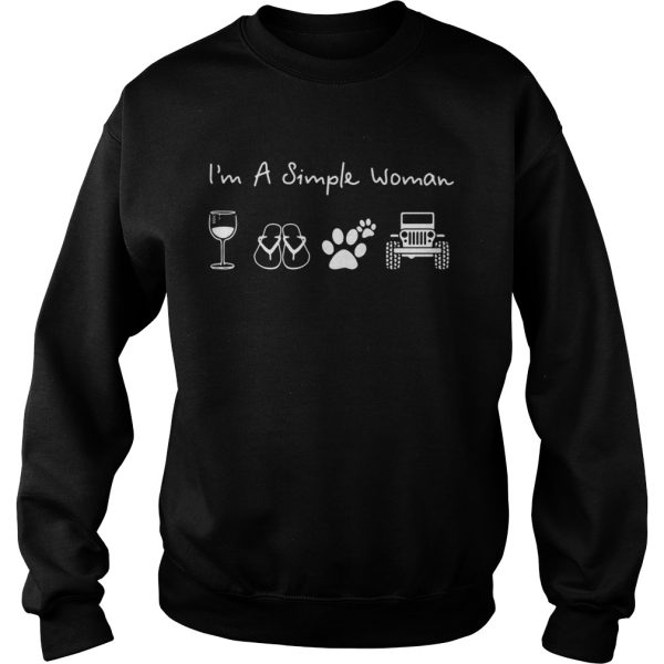 I’m a simple woman like glass wine flip flop dog paw jeep shirt