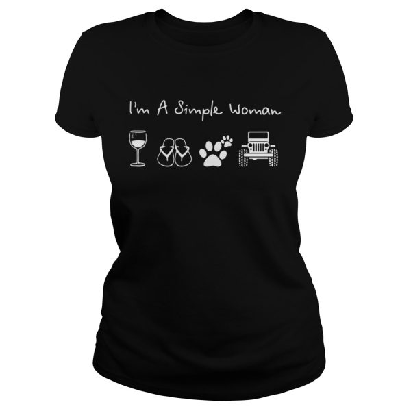 I’m a simple woman like glass wine flip flop dog paw jeep shirt