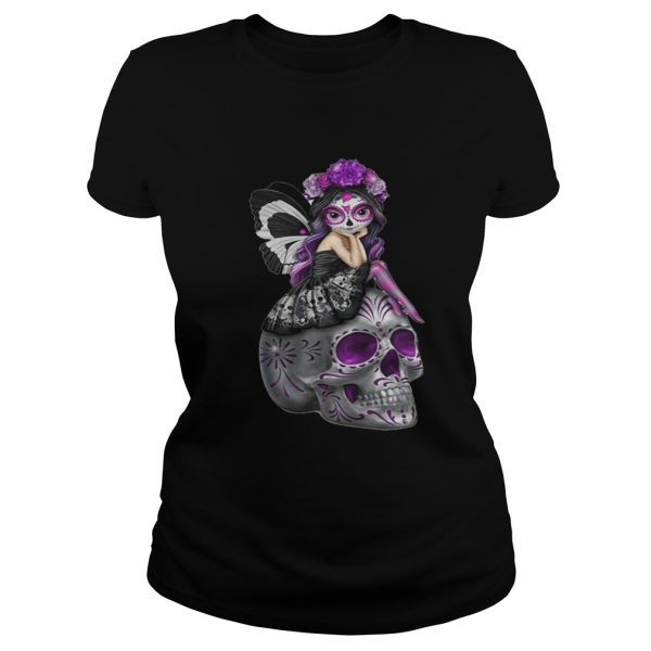 Jasmine Becket Griffith fairies atop decorative sugar skulls shirt