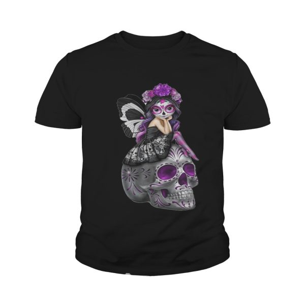 Jasmine Becket Griffith fairies atop decorative sugar skulls shirt