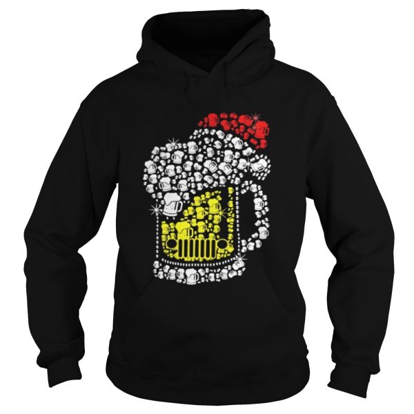 Jeep beer Santa hat Christmas shirt