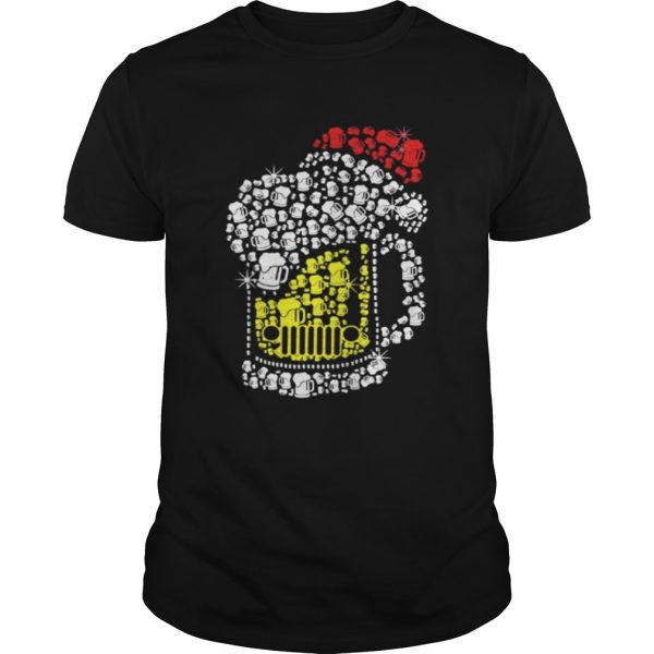 Jeep beer Santa hat Christmas shirt