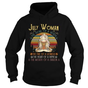 July woman the soul of a witch the fire of a lioness the heart of a hippie the mouth of a sailor retro shirt 1