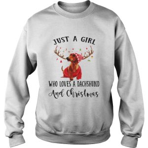 Just a girl who loves a Dachshund and Christmas shirt 3