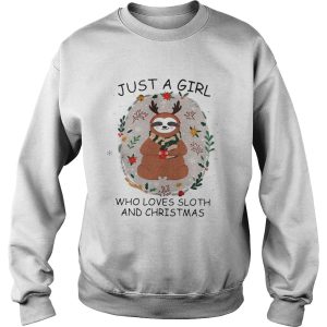Just a girl who loves a Sloth and christmas shirt 3