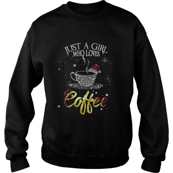 Just a girl who loves coffee santa glitter shirt