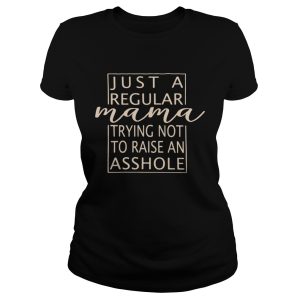 Just a regular mama trying not to raise an asshole shirt 1