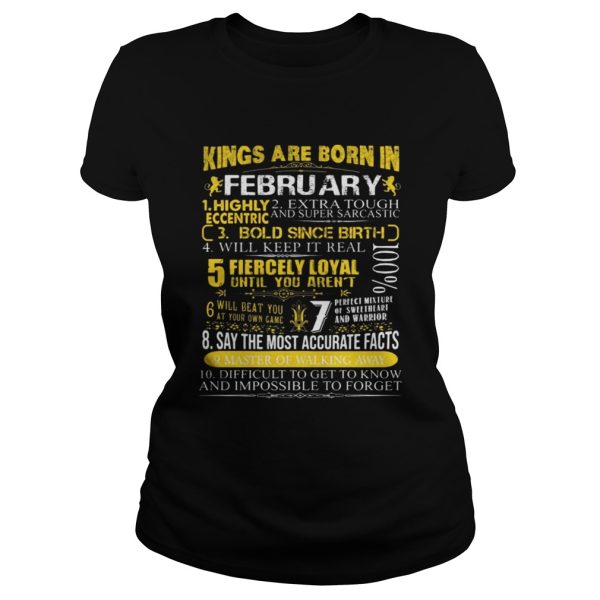 Kings Are Born In February Facts Birthday T-Shirt