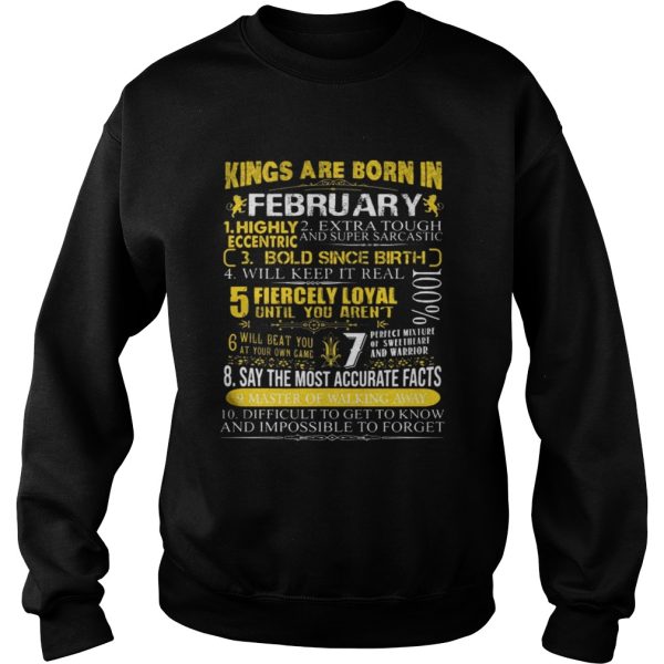 Kings Are Born In February Facts Birthday T-Shirt