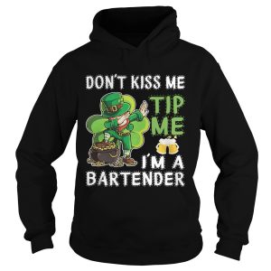 Leprechaun dabbing don't kiss me tip me I'm a bartender shirt 2