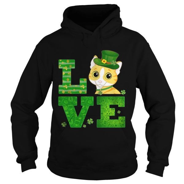 Love Cat St Patricks Day Green Shamrock T-Shirt