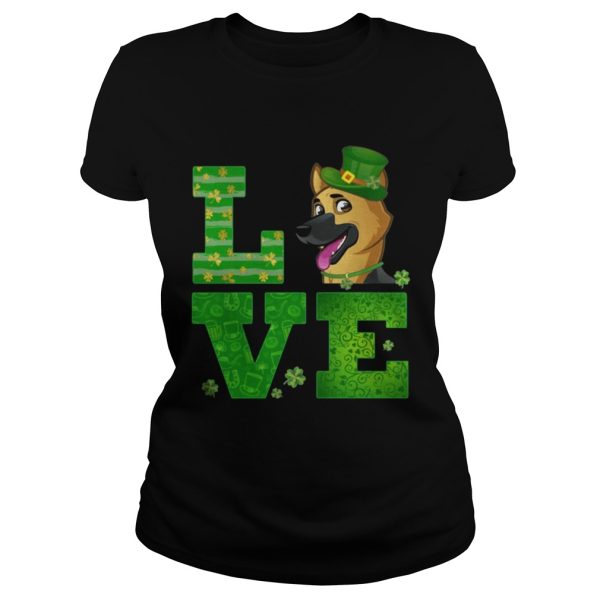 Love German Shepherd St Patricks Day Green Shamrock T-Shirt